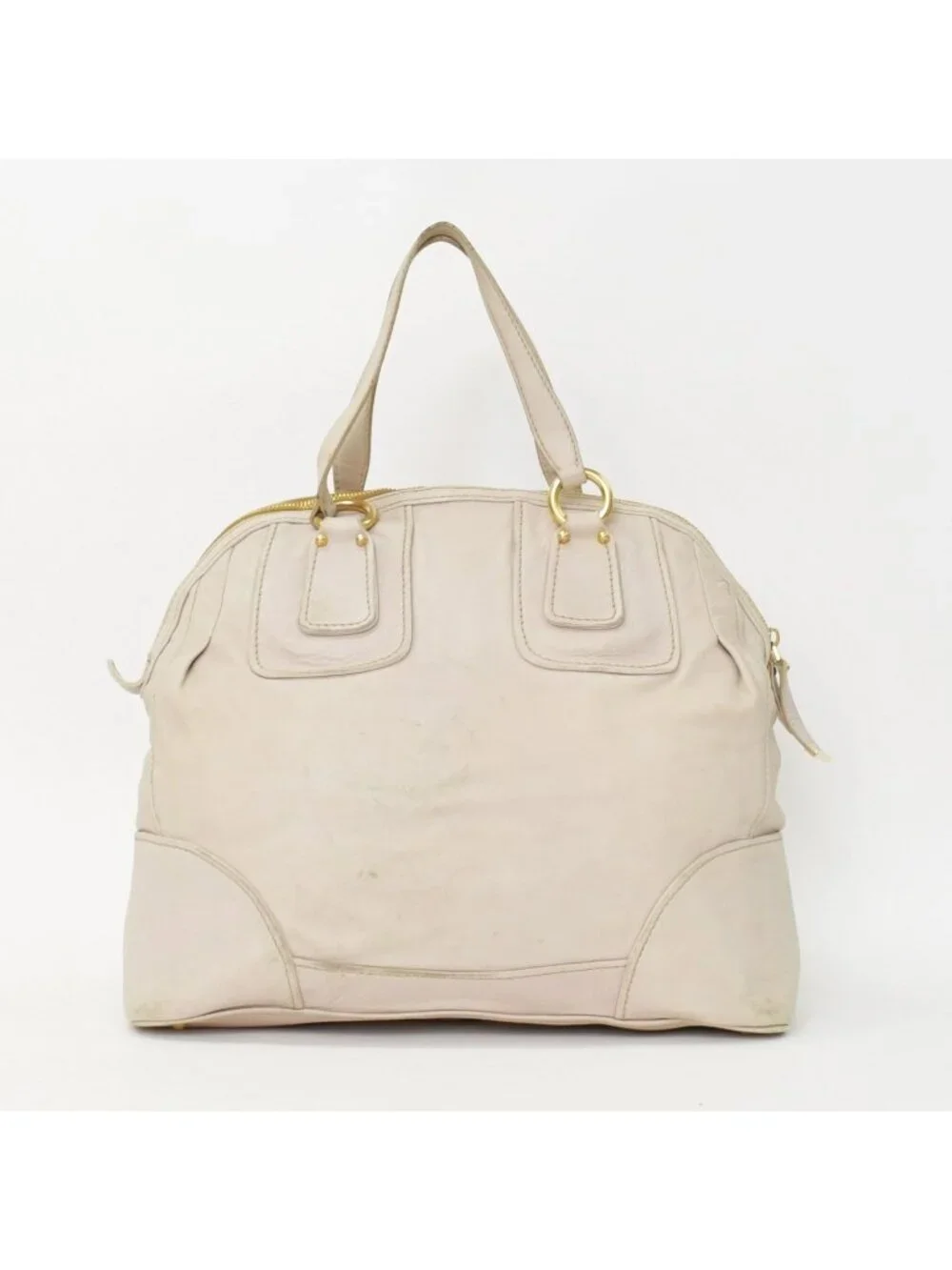Miu Miu Vintage Handbag Beige Brown Leather Gold